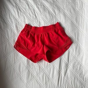 rare bright red lululemon hotty hot shorts - low rise 2.5